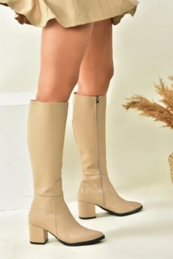 Fox Shoes Stiefel - Beige - Blockabsatz Damen Stiefel 353635418