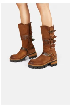 Felmini Stiefel - Braun - Blockabsatz Damen Stiefel Und Stiefeletten 745357312