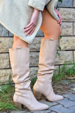 Fox Shoes Stiefel - Beige - Blockabsatz Damen Stiefel 203090492