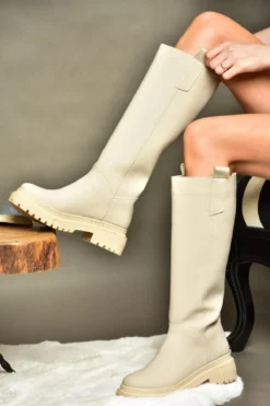 Fox Shoes Stiefel - Beige - Blockabsatz Damen Stiefel 753709659