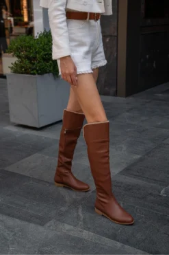 Madamra Stiefel - Braun - Flacher Absatz Damen Stiefel 758740064