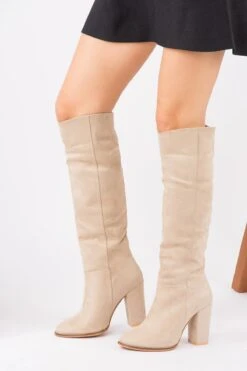 Fox Shoes Stiefel - Beige - Blockabsatz Damen Stiefel 34184687