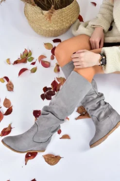 Fox Shoes Stiefel - Grau - Flacher Absatz Damen Stiefel 186865503